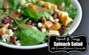 Sweet & Tangy Spinach Salad with Creamy Balsamic Vinaigrette 