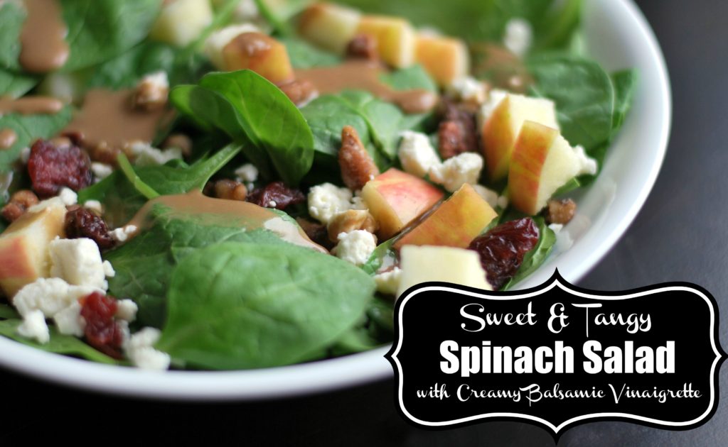 Sweet & Tangy Spinach Salad with Creamy Balsamic Vinaigrette | Aunt Bee's Recipes