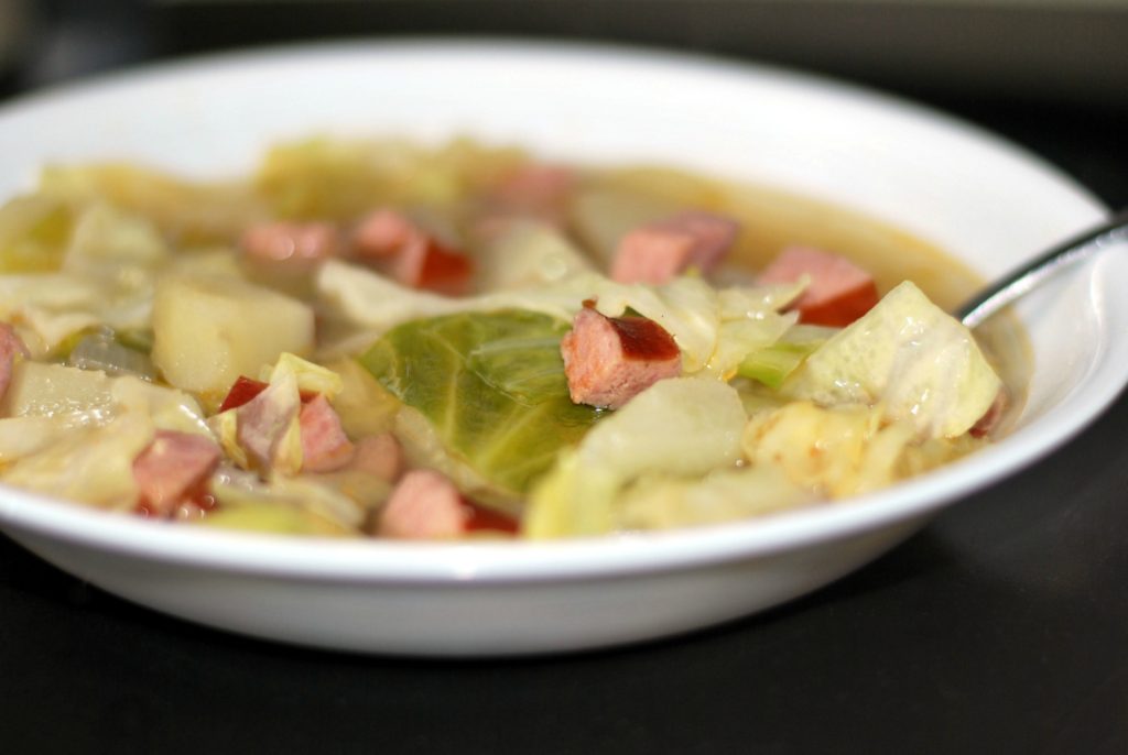 Smoked Sausage, Cabbage & Potato Soup | Aunt Bee's Recipes