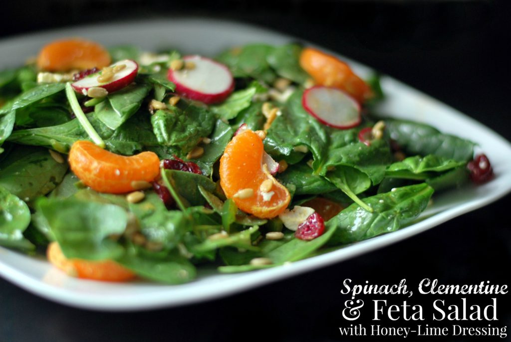 Spinach, Clementine & Feta Salad with Honey-Lime Dressing | Aunt Bee's Recipes