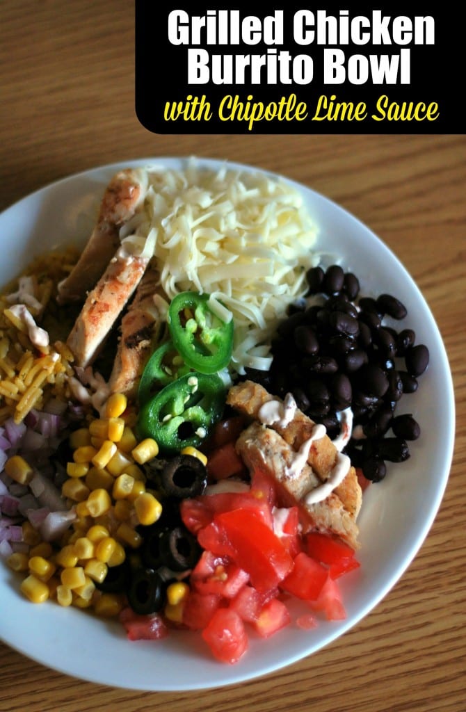 Grilled Chicken Burrito Bowl with Chipotle Lime Sauce | Aunt Bee's Recipes